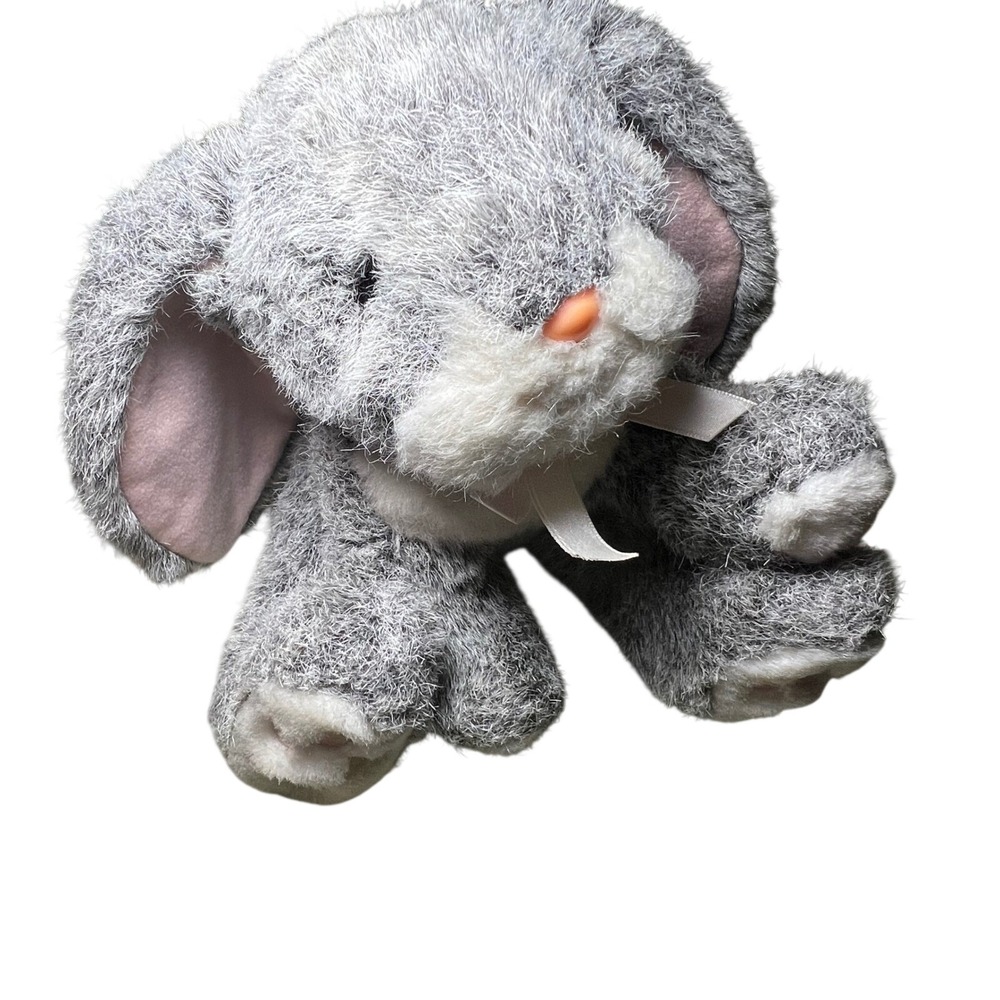 Vintage Russ Berrie Bouncy Bunnie Grey White Rabbit Plush Stuffed Animal